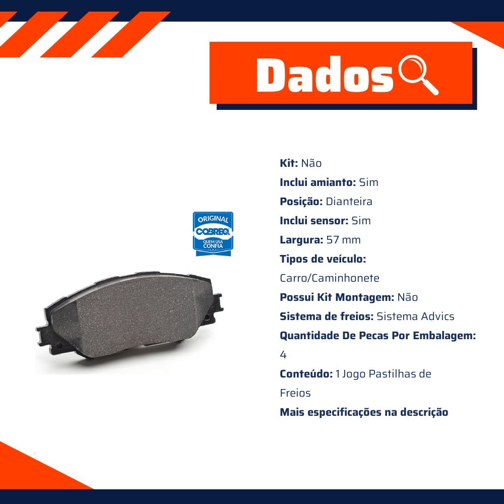 Pastilha de Freio Dianteira para Toyota RAV4 - Cobreq - N-1456 - (8)