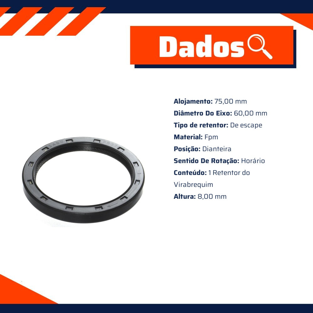 Retentor do Virabrequim para Renault Master - Sabó - 05937BRGF - (2)