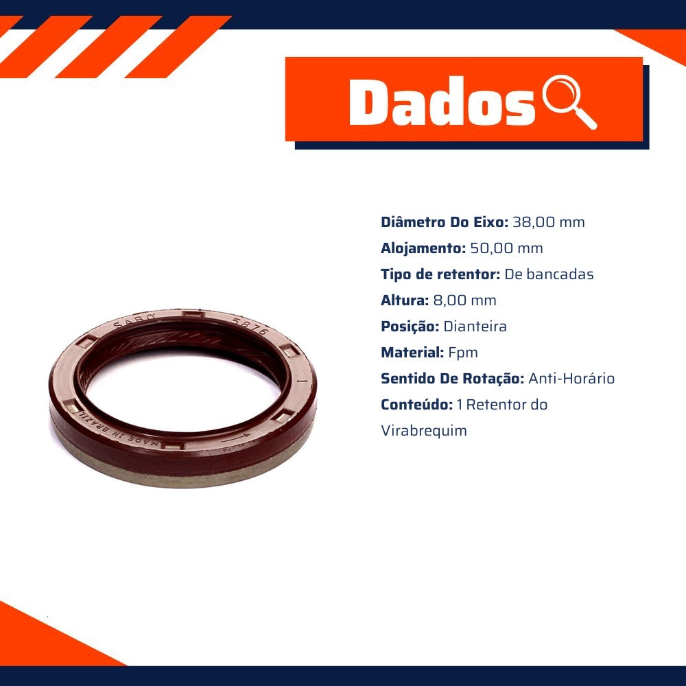 Retentor do Virabrequim para Honda Civic - Sabó - 05876BRAGF - (2)
