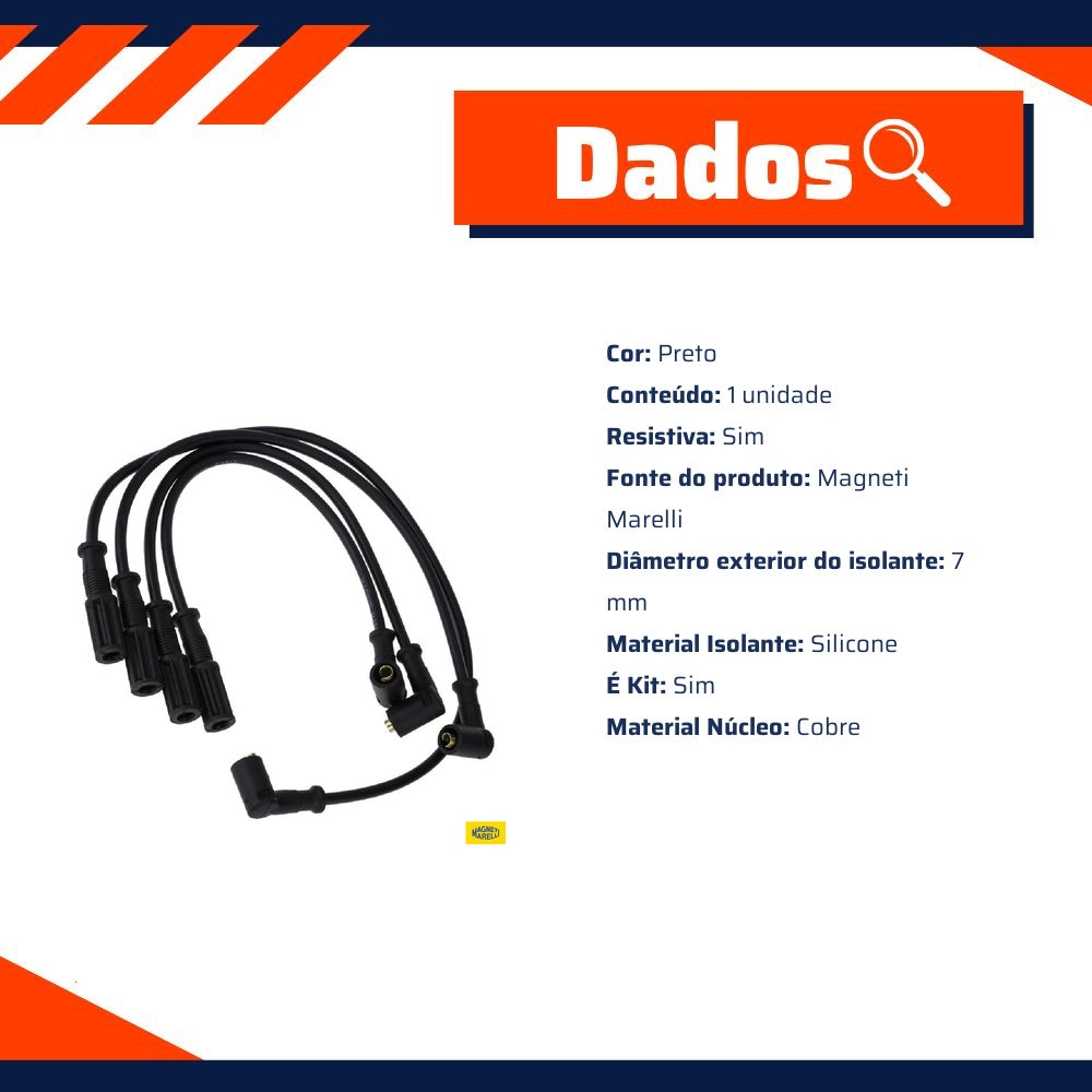 Kit 4 Vela Ignição Multi-E e Cabo - Magneti Marelli - CVMT6002 / K5RDMM - (3)