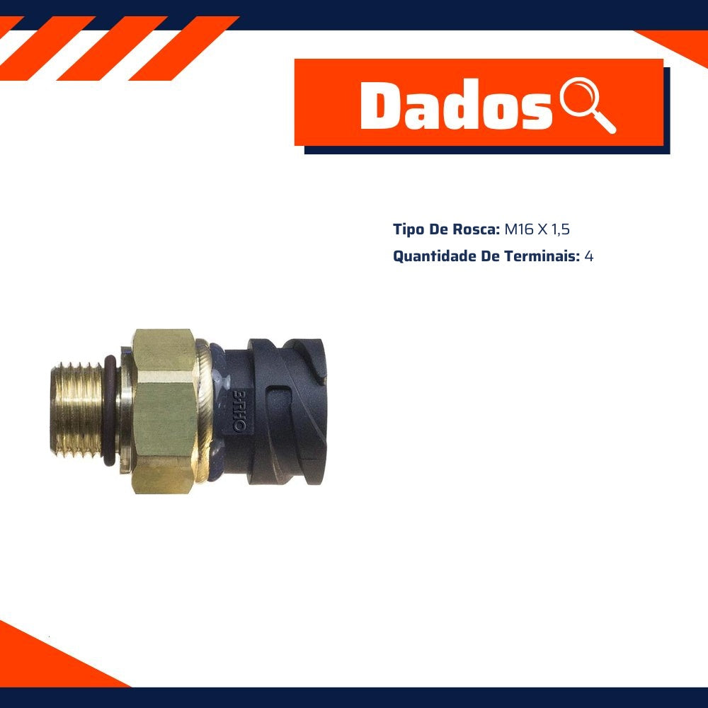 Sensor Eletrônico de Pressão de Ar - M16 X 1,5 - 3-RHO - 7762 - (2)