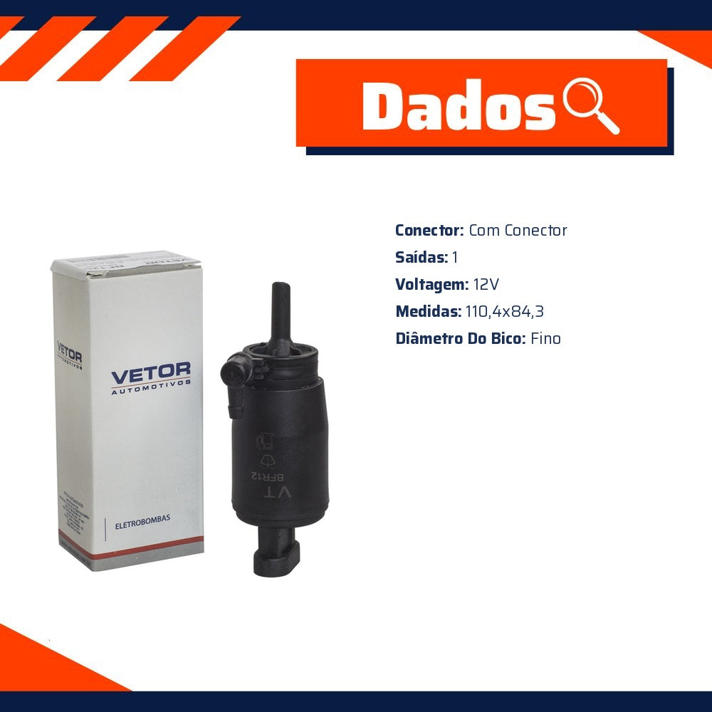 Bombinha Bico Fino de Água com 1 Saida 12V para Renault CLIO e Megane - Vetor - Bfr12 - (5)