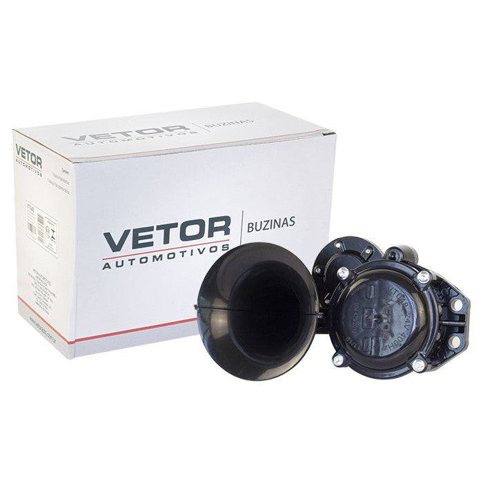 Buzina 1 Corneta Preta 24V - Vetor - Vt048 - (9)