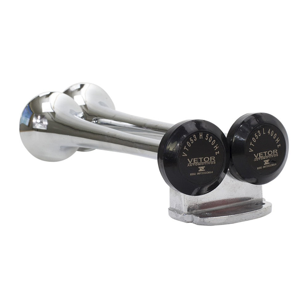 Buzina 2 Cornetas Cromada 12V - Vetor - Vt053 - (8)