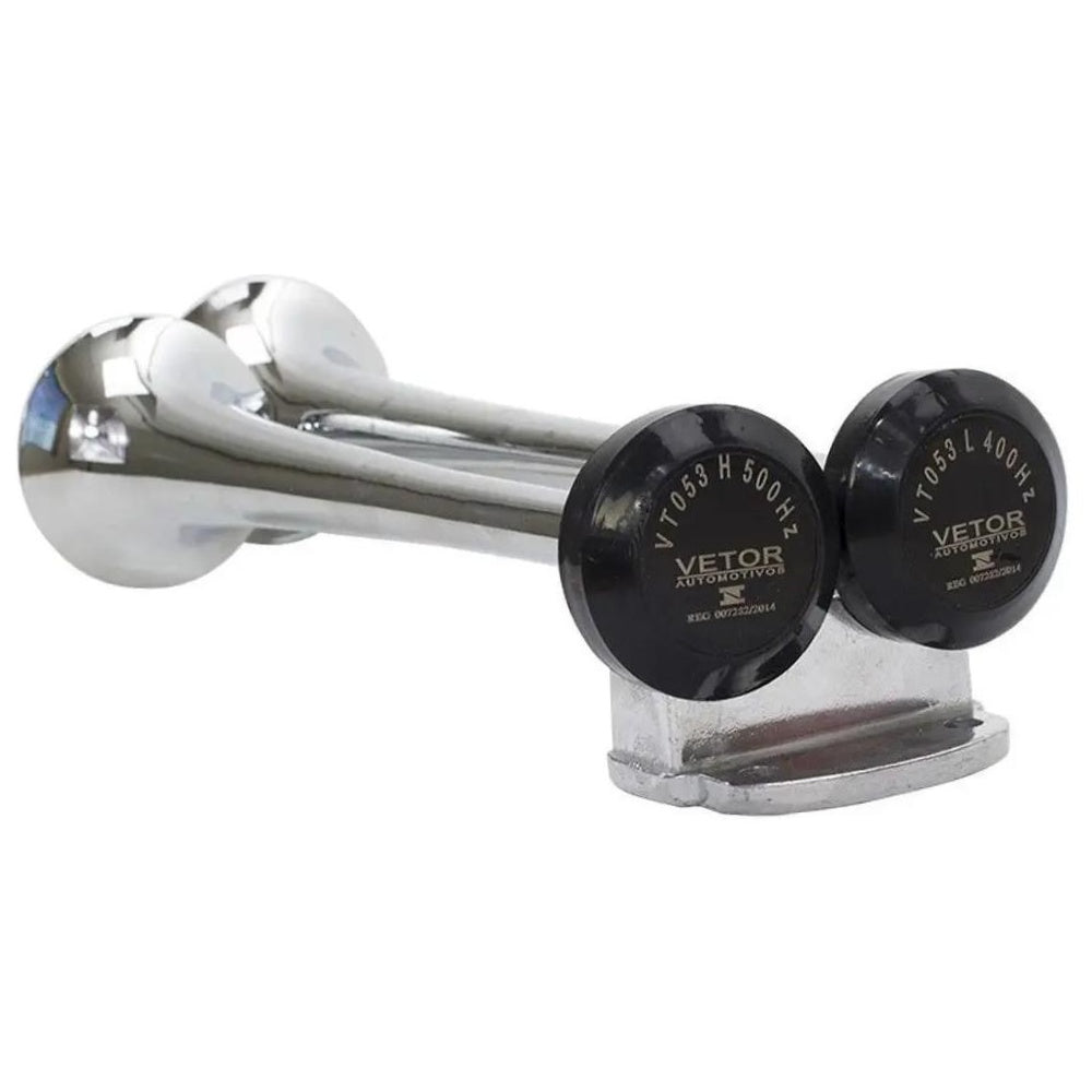 Buzina 2 Cornetas Cromada 12V - Vetor - Vt053 - (4)