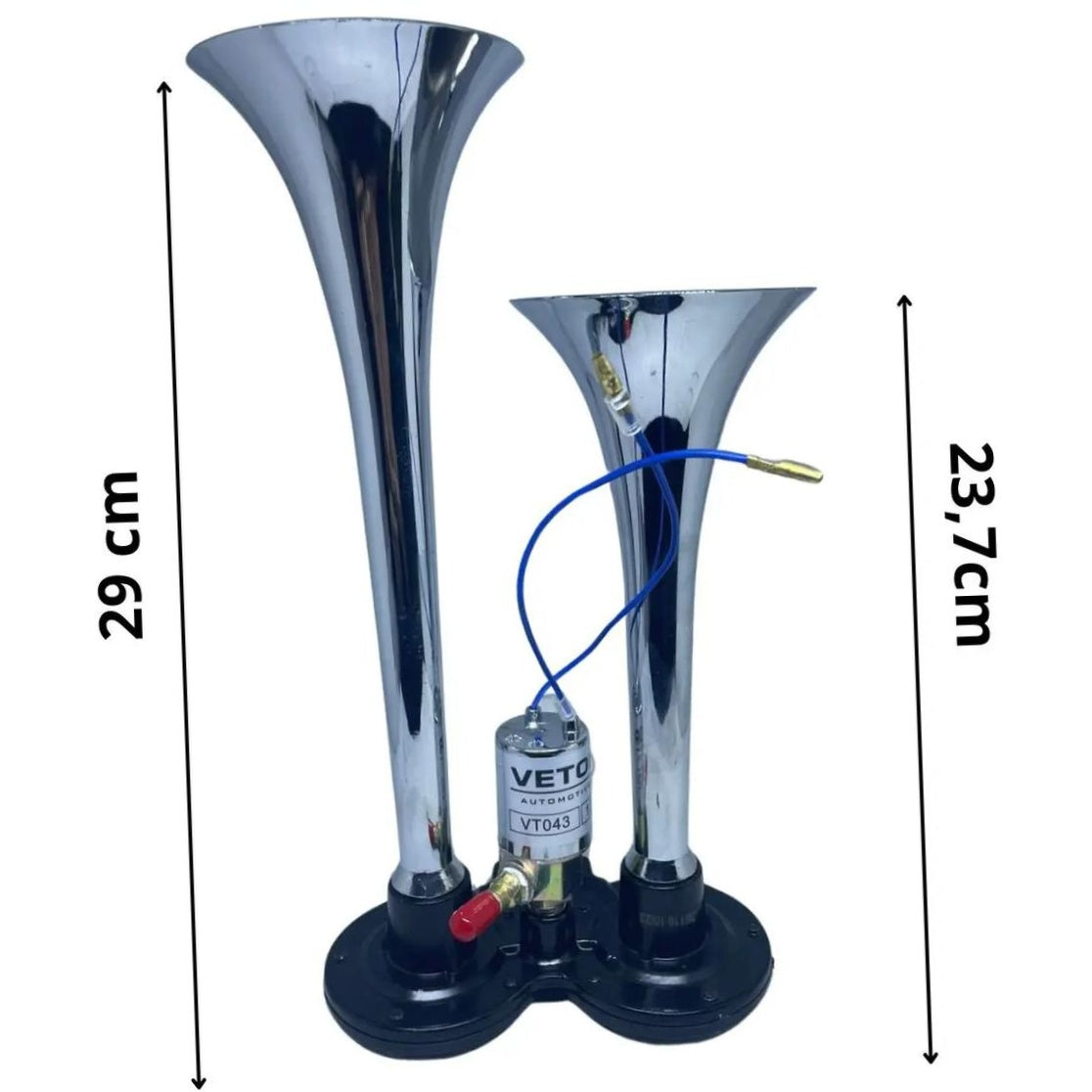Buzina 2 Cornetas Cromada 12V - Vetor - Vt043 - (3)