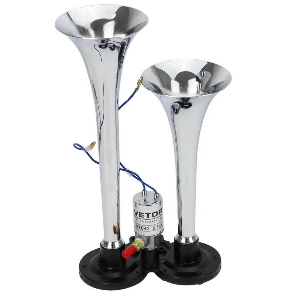 Buzina 2 Cornetas Cromada 12V - Vetor - Vt043 - (6)