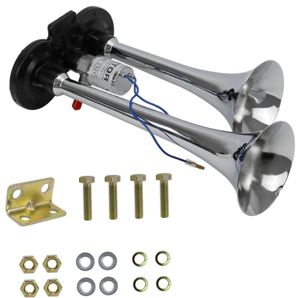 Buzina 2 Cornetas Cromada 12V - Vetor - Vt043 - (7)