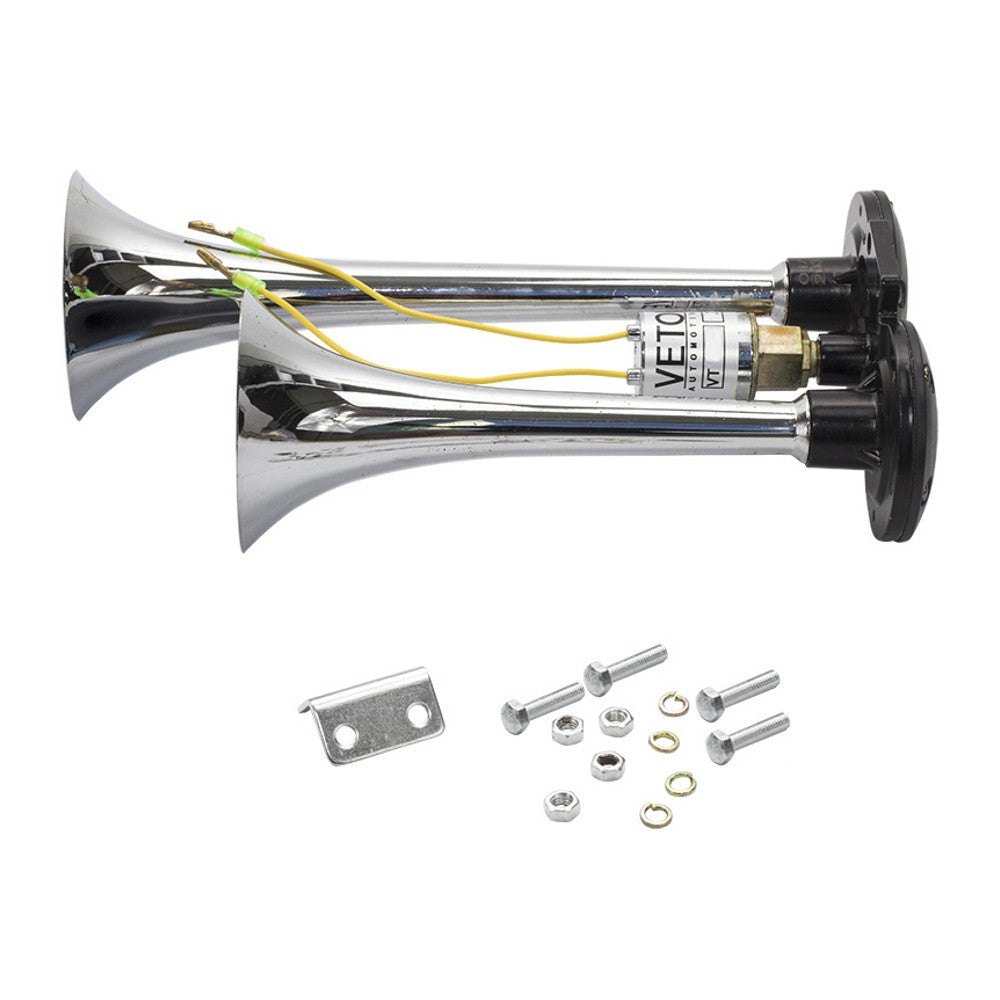 Buzina 2 Cornetas Cromada 24V - Vetor - Vt044 - (14)