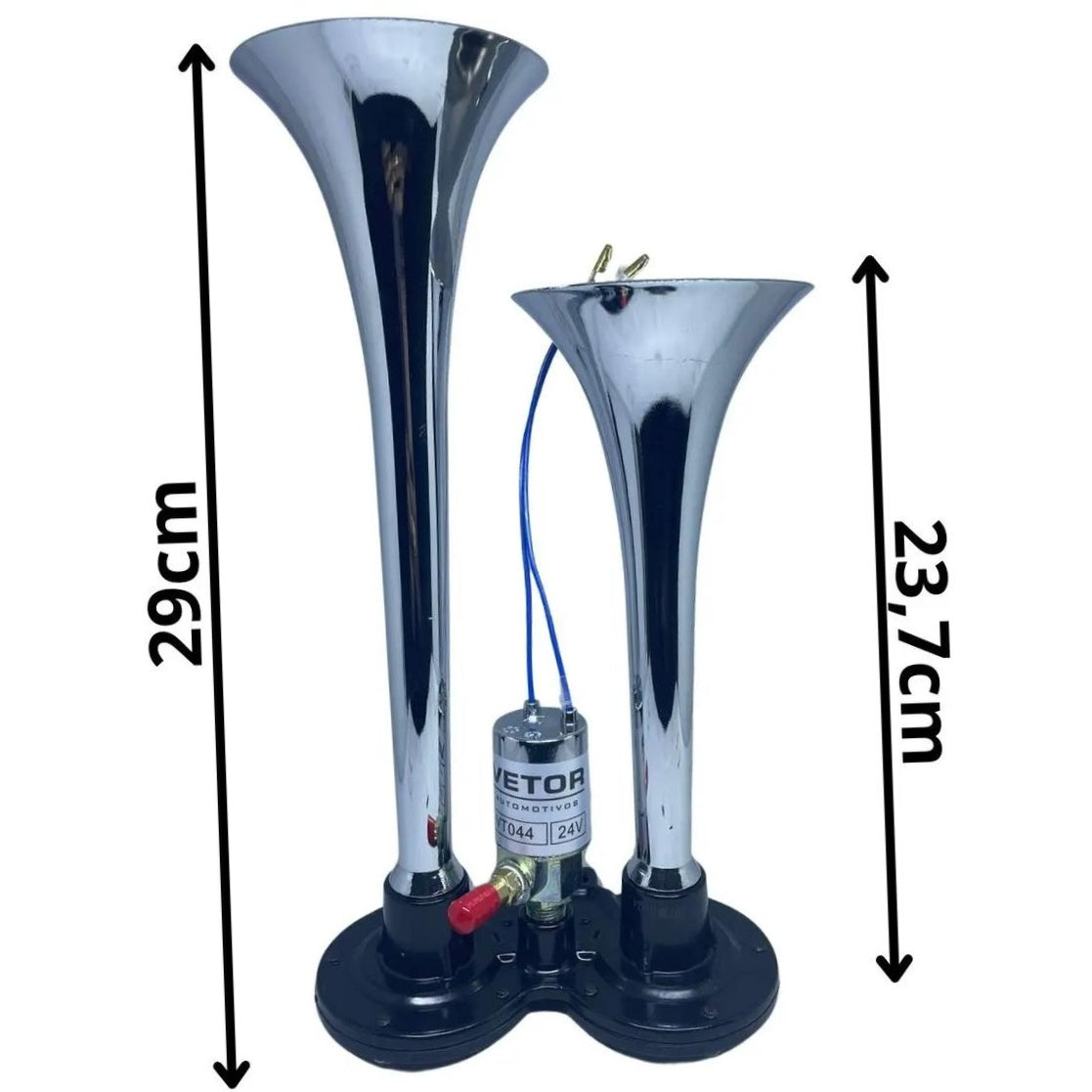 Buzina 2 Cornetas Cromada 24V - Vetor - Vt044 - (8)