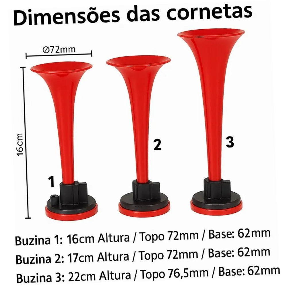Buzina 3 Cornetas 12V - Vetor - Vt064 - (5)