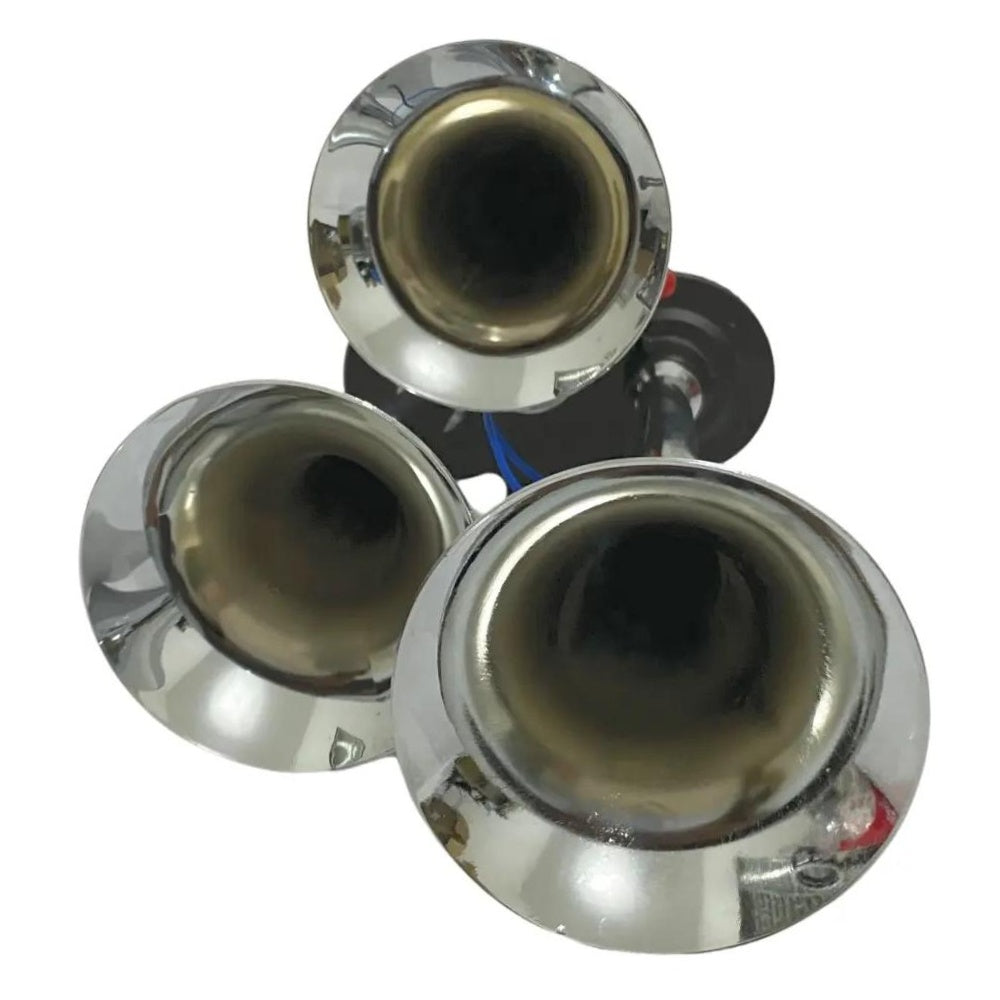Buzina 3 Cornetas Cromada 12V/24V - Vetor - Vt049 - (3)