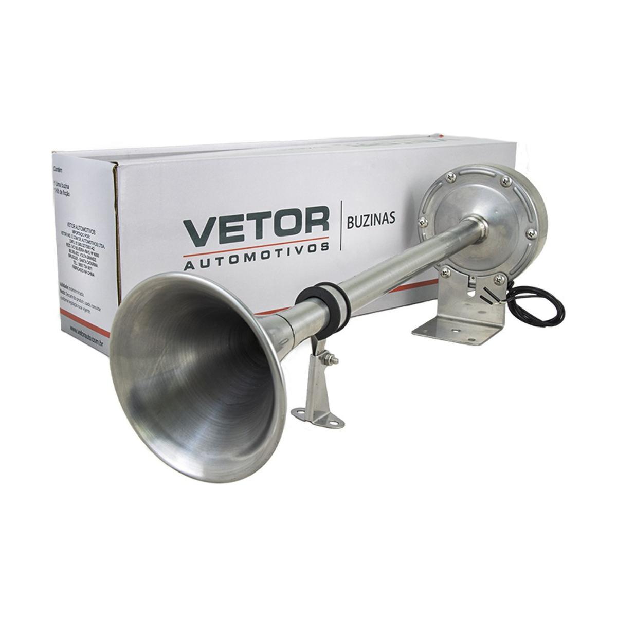 Buzina 1 Corneta Inox 12V - Vetor - Vt057 - (1)