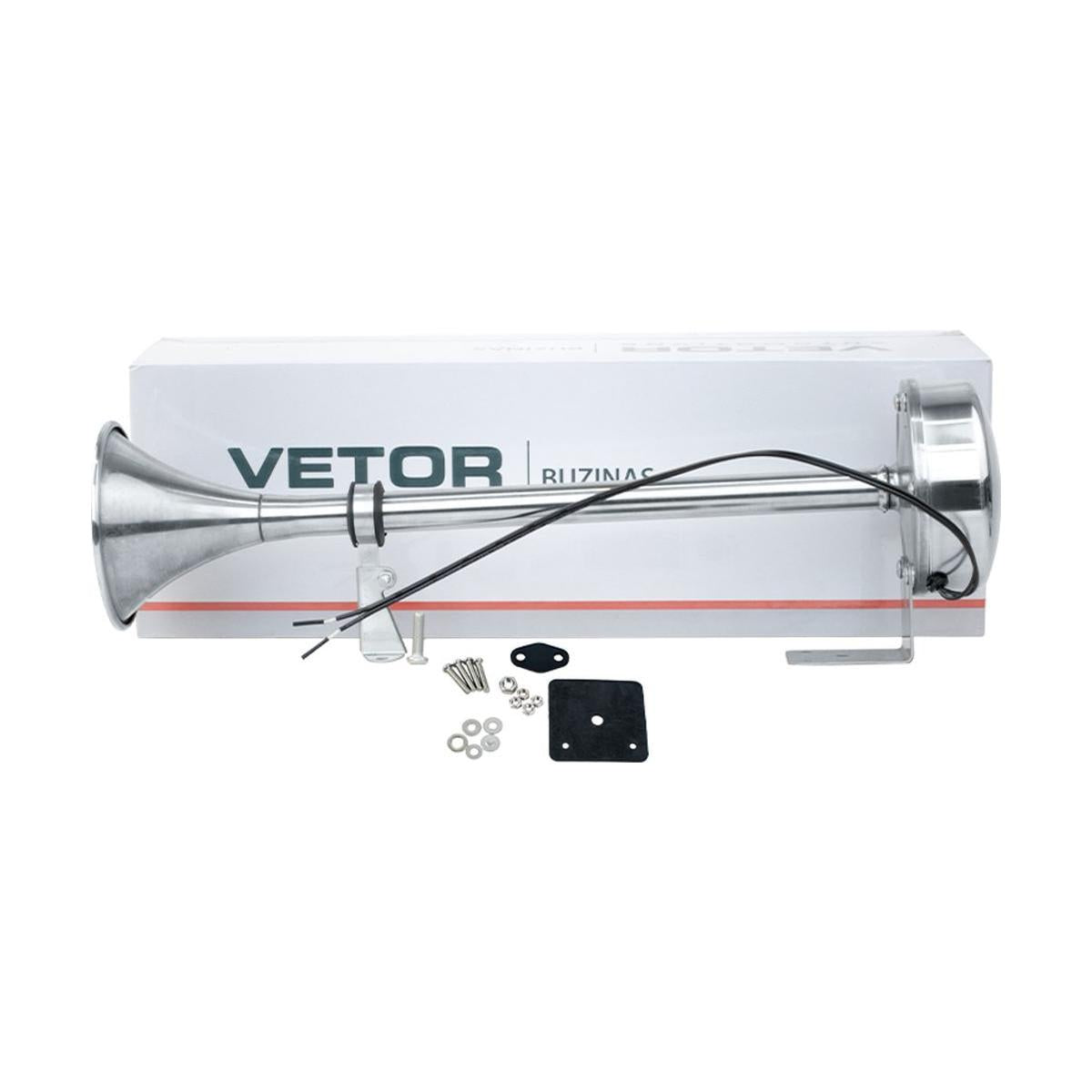 Buzina 1 Corneta Inox 12V - Vetor - Vt057 - (6)