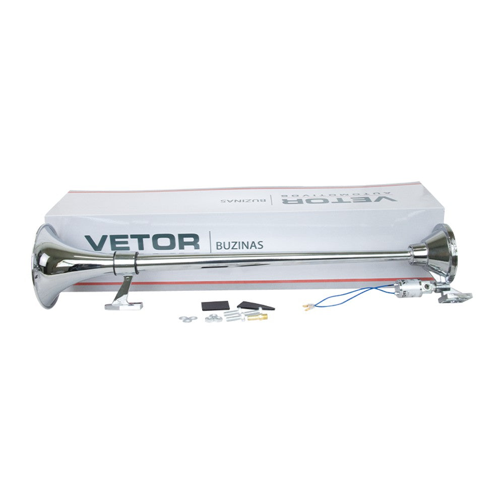 Buzina 1 Corneta Metal Cromada Bivolt 74cm - Vetor - Vt058 - (1)