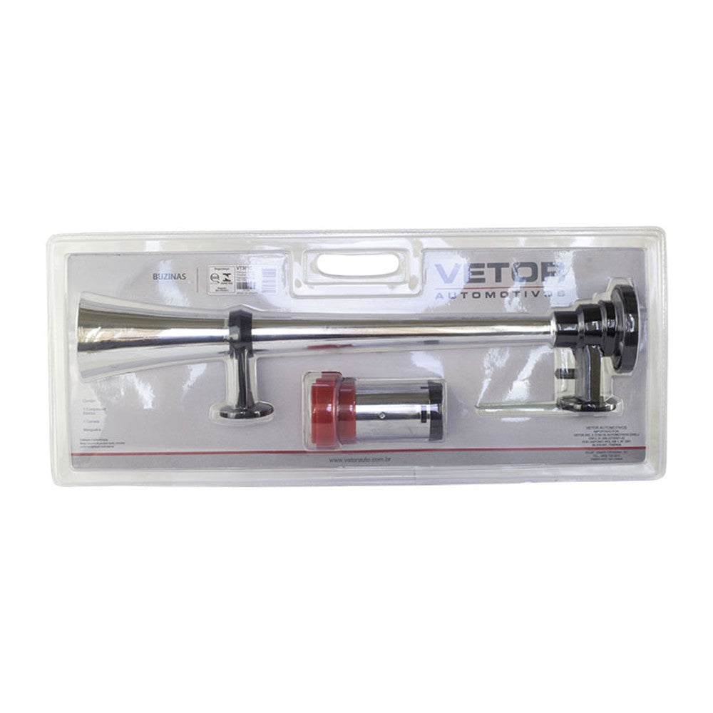 Buzina Grande para Carro Cromada 12V - Vetor - Vt301C - (6)