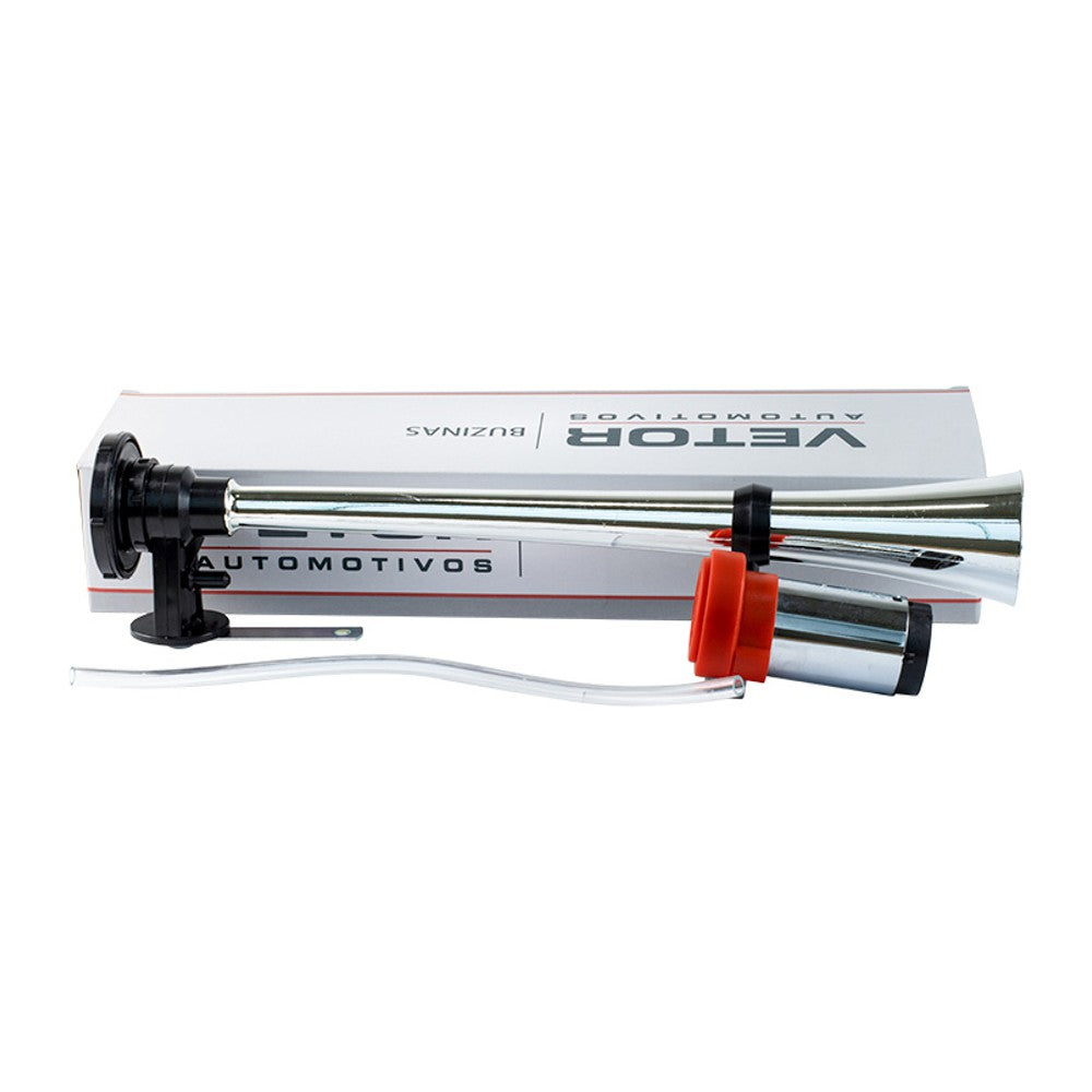 Buzina Grande para Carro Cromada 12V - Vetor - Vt301C - (7)