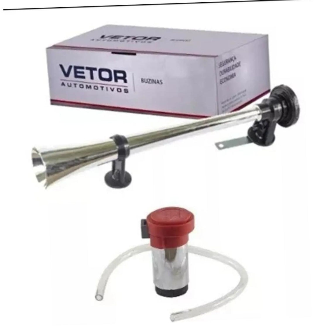 Buzina Grande para Carro Cromada 12V - Vetor - Vt301C - (1)