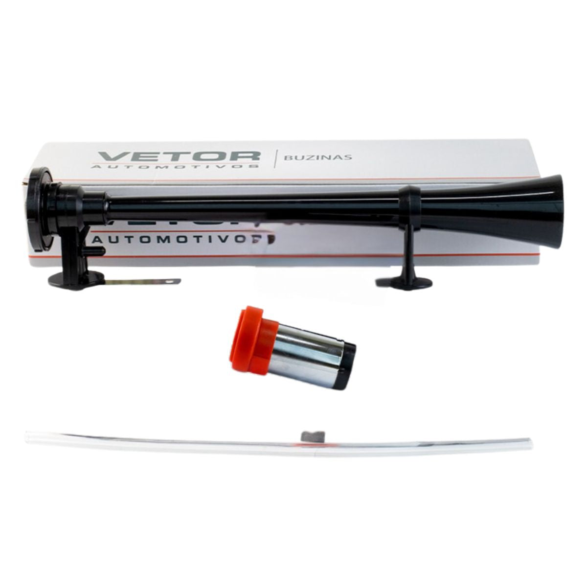 Buzina Grande para Carro Preta 12V - Vetor - Vt301P - (6)