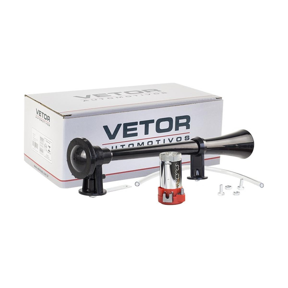 Buzina Grande para Carro Preta 24V - Vetor - Vt302P - (2)