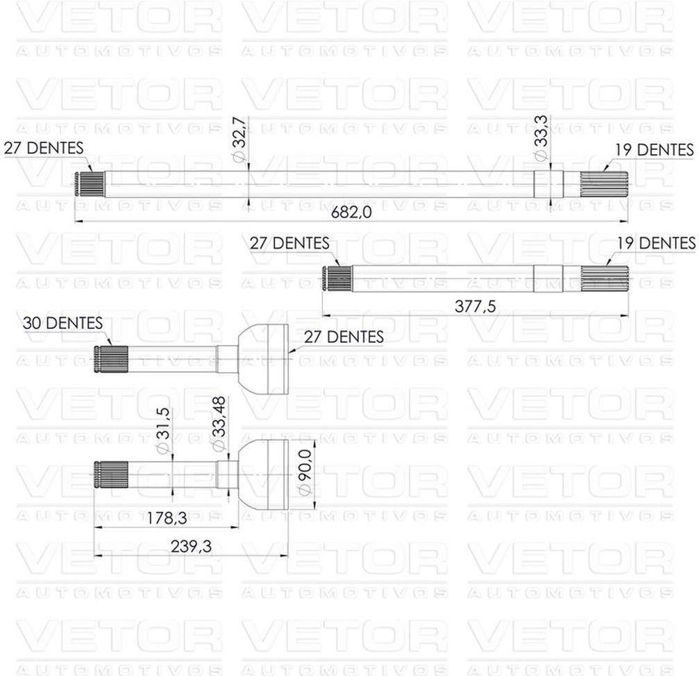 Kit Semieixo Dianteiro Direito ou Esquerdo - Vetor - Vt9732 - (5)