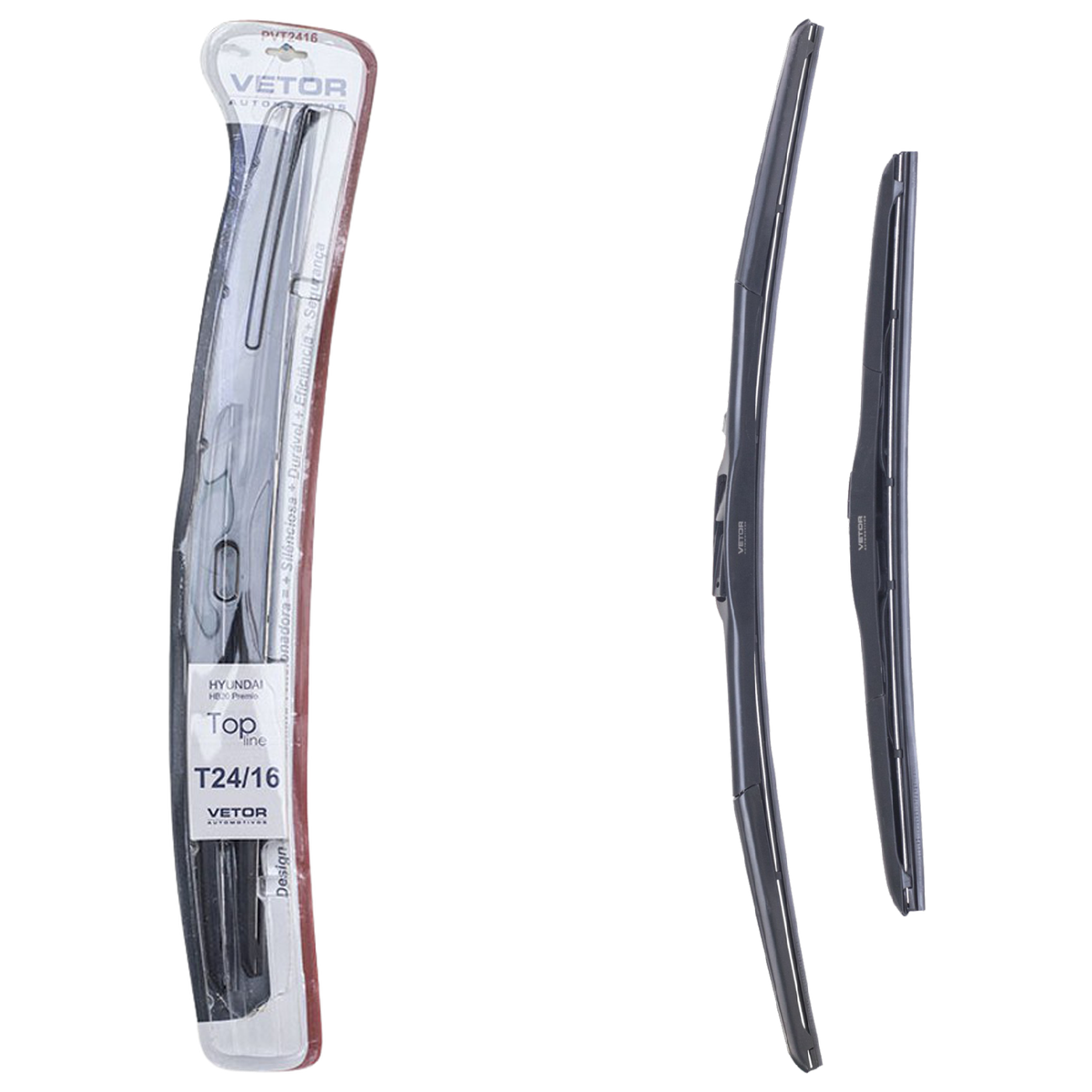 Par Palheta Dianteira Específica Híbrida 24" e 16" para Hyundai Creta e HB20 - Vetor - Pvt2416 - (1)