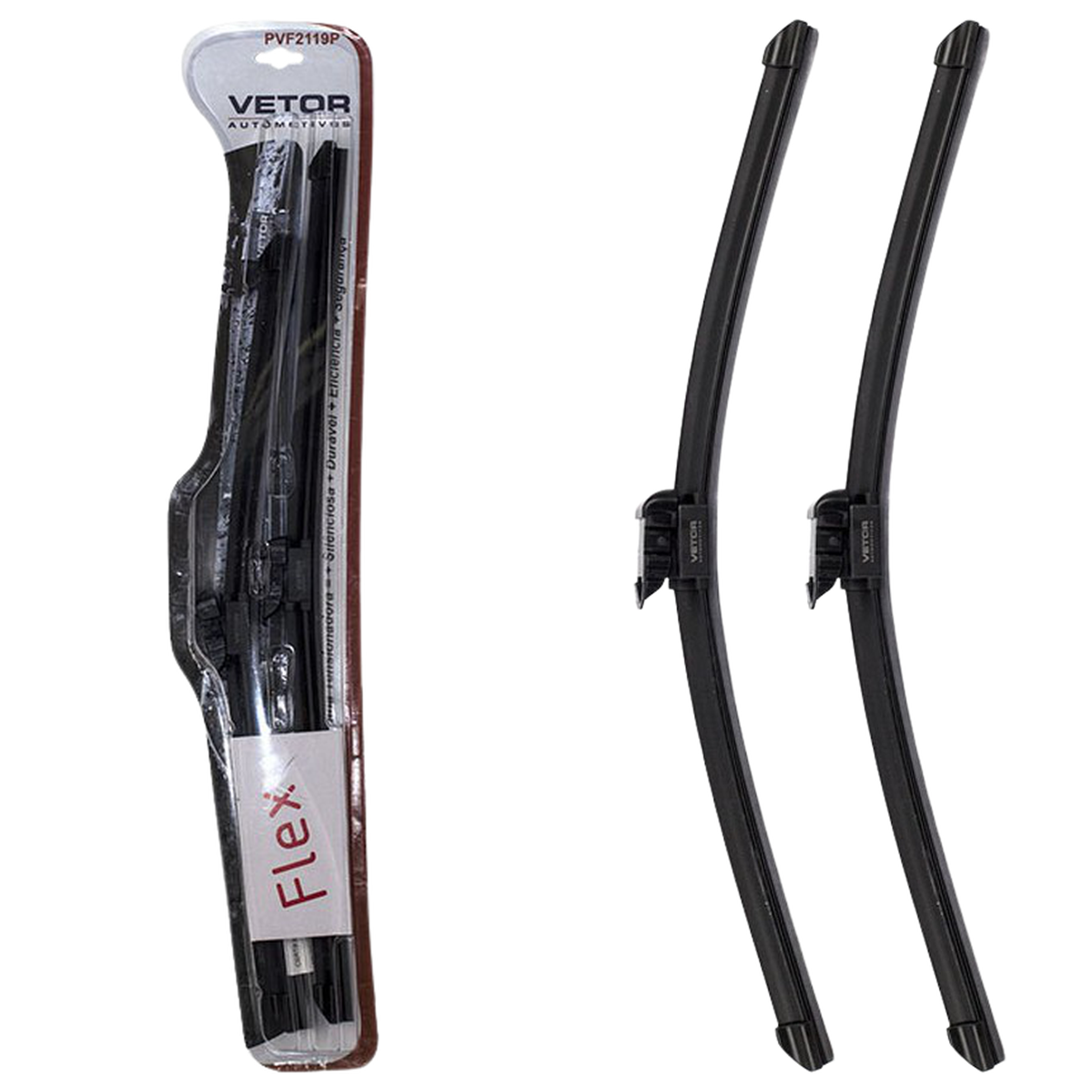 Par Palheta Flex Específica Dianteira 21" e 19" para Volkswagen Polo e Polo Sedan - Vetor - Pvf2119P - (1)