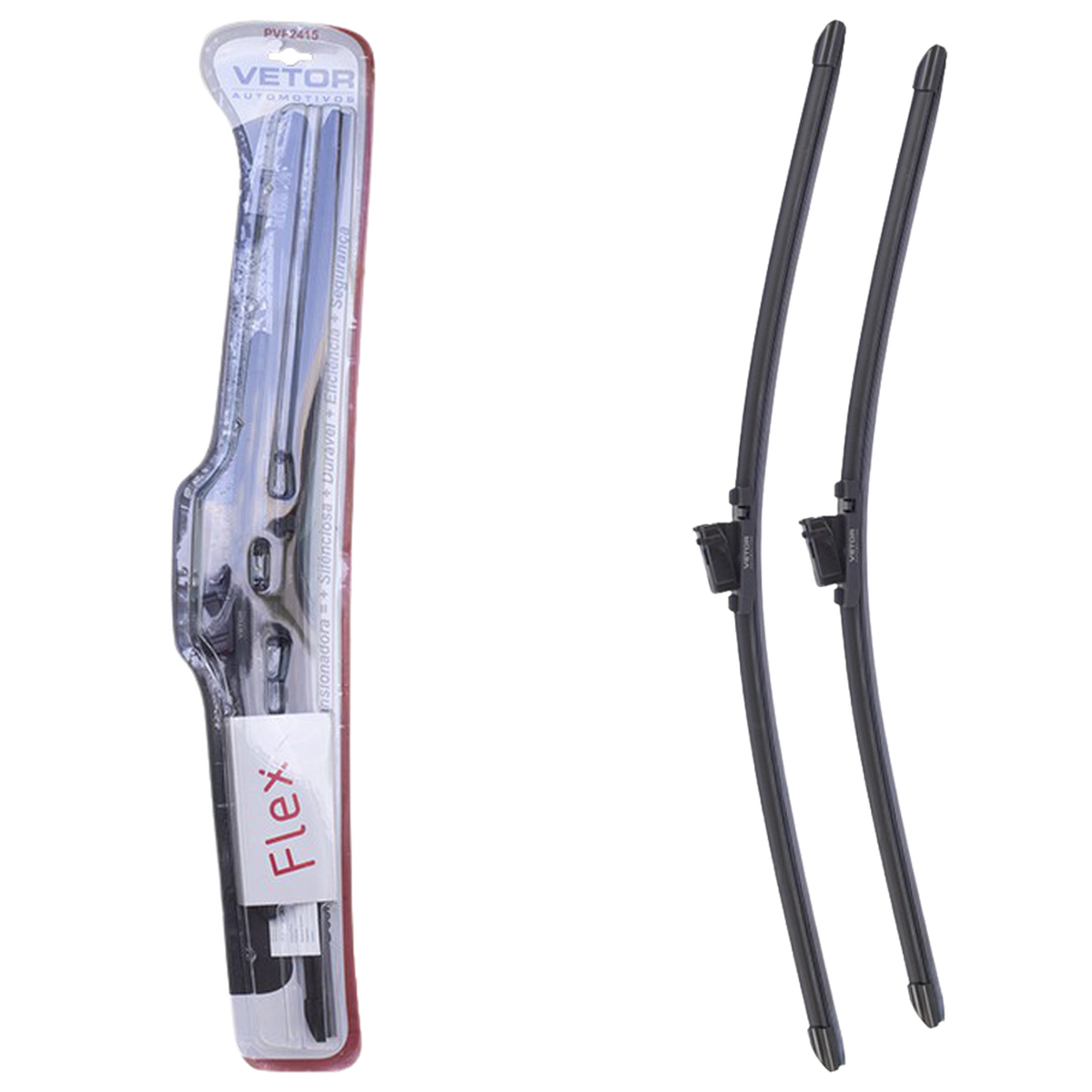 Par Palheta Flex Específica Dianteira 24" e 15" para Fiat Idea - Vetor - Pvf2415 - (1)