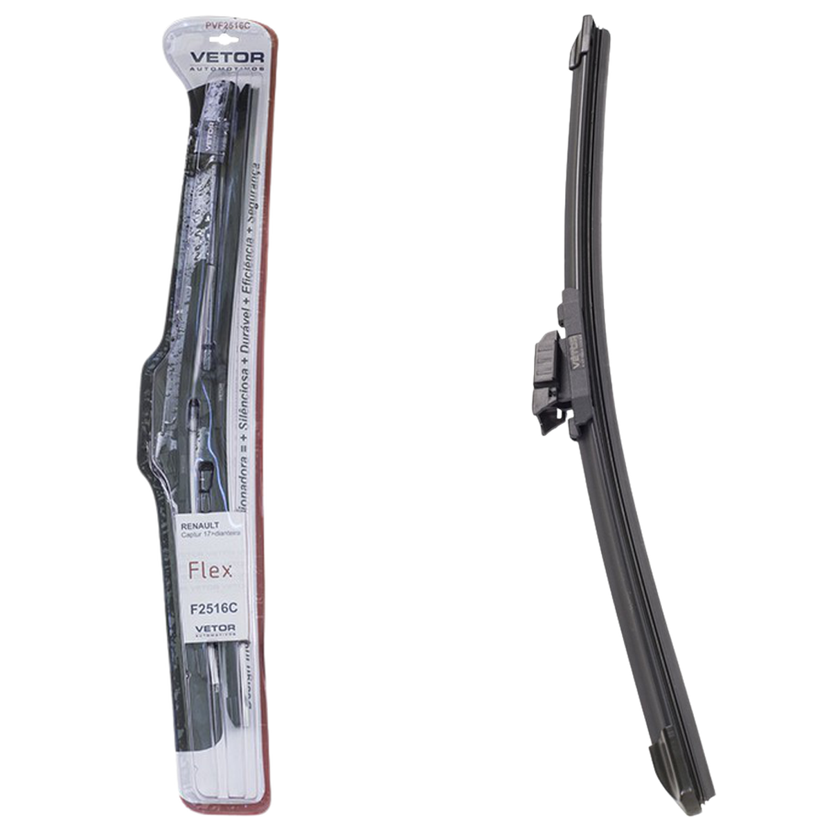 Par Palheta Flex Específica Dianteira 25" e 16" para Renault Captur - Vetor - Pvf2516C - (1)