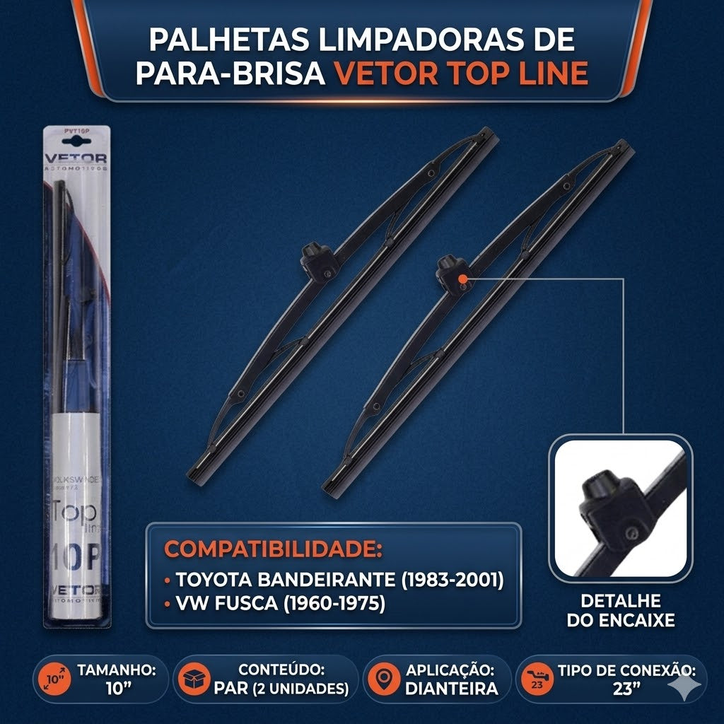 Par Palheta Top Line Dianteira 10" para Volkswagen Fusca - Vetor - Pvt10P - (2)