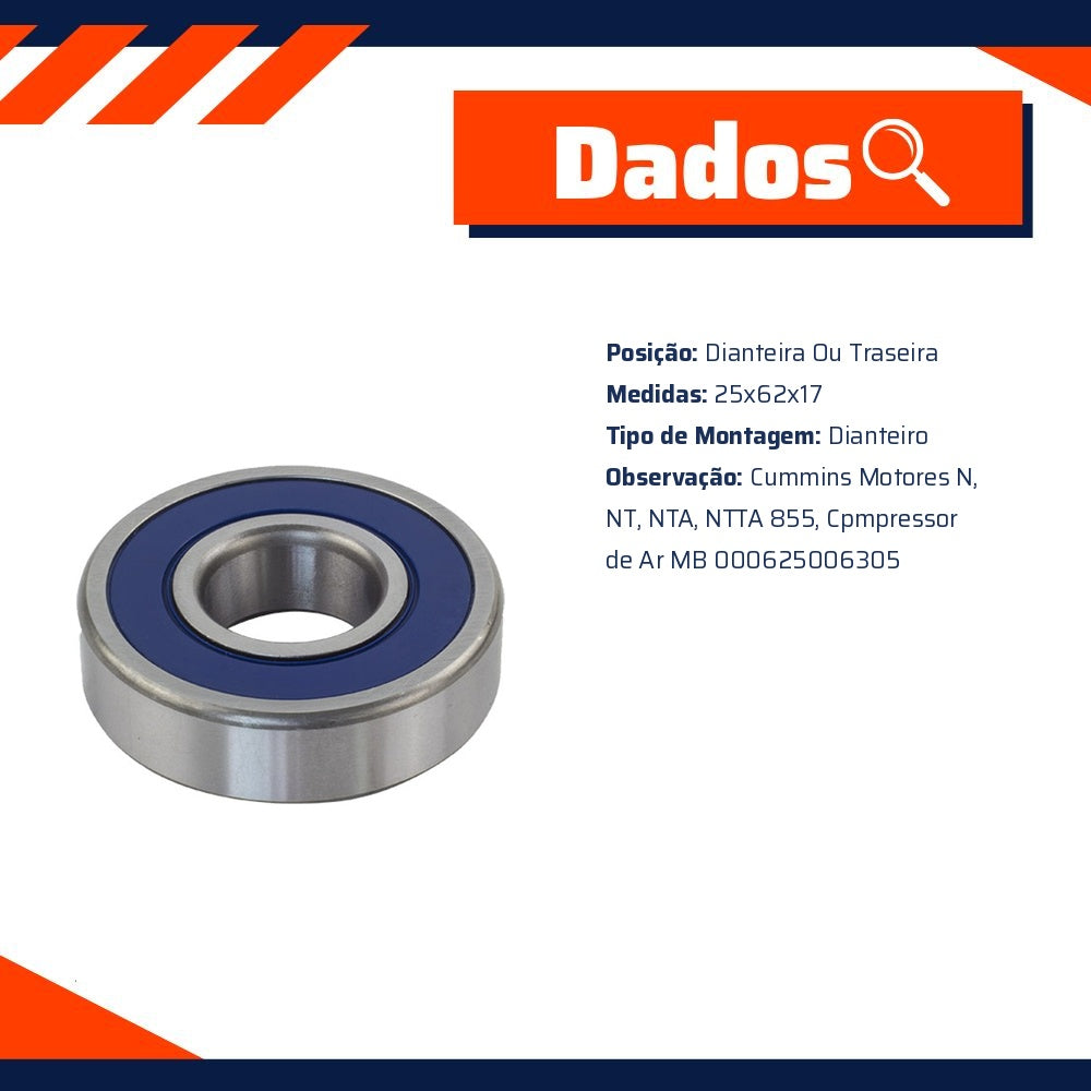 Rolamento Dianteiro ou Traseiro - Vetor - V6305 - (5)