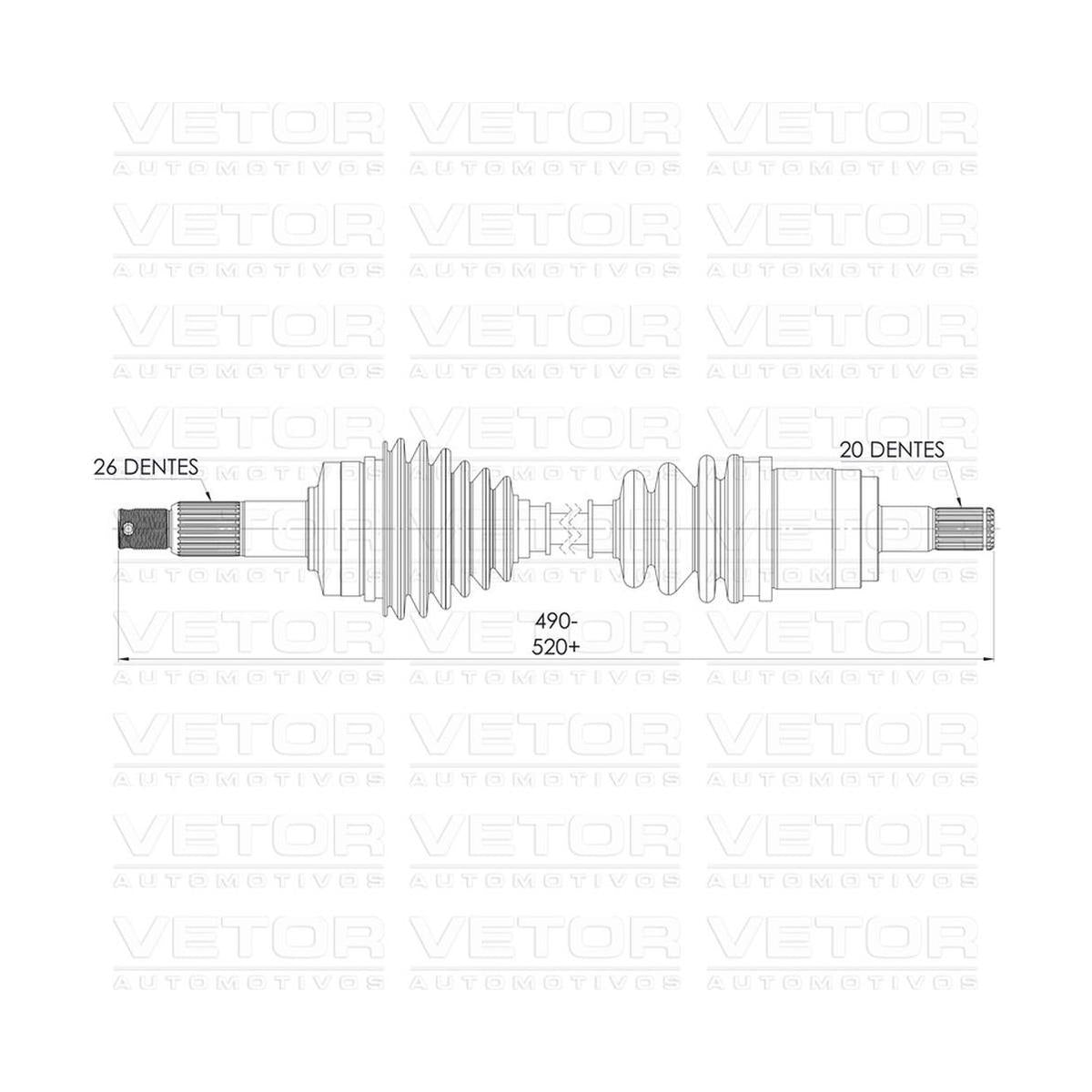Semieixo Dianteiro Direito - Vetor - Vt9752 - (5)