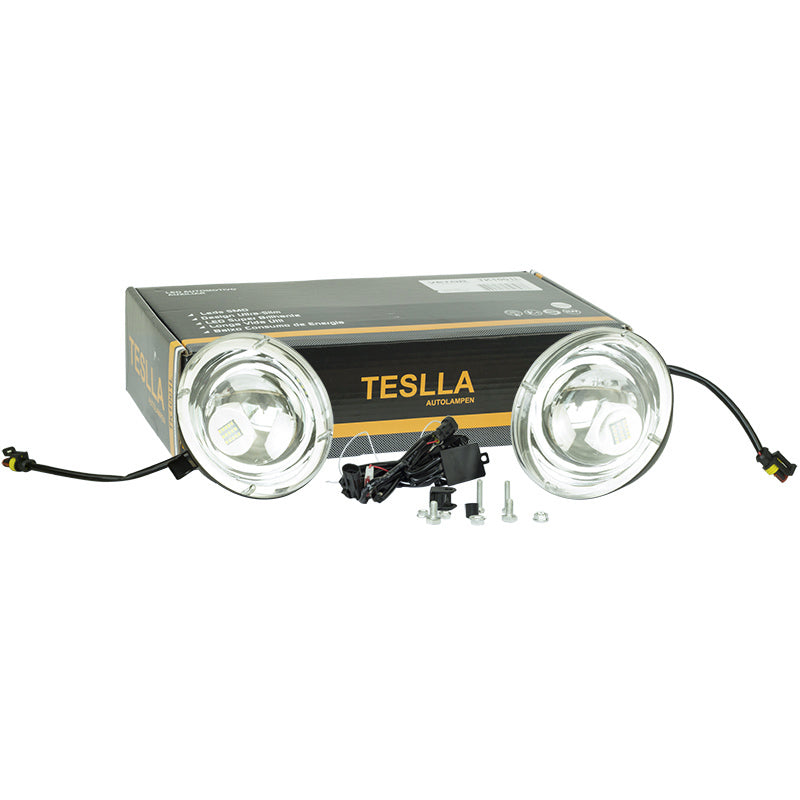 Kit Farol Auxiliar Redondo 15 LEDs 12V/24V - Teslla - Tk1001L - (2)
