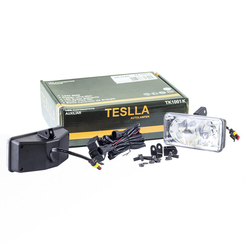 Kit Farol Auxiliar Retangular 15 LEDs 12V/24V - Teslla - Tk1001K - (1)