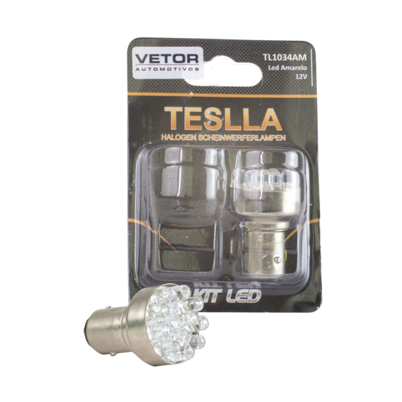 Par Lâmpada LED Amarela Bay15D - Teslla - Tl1034Am - (1)