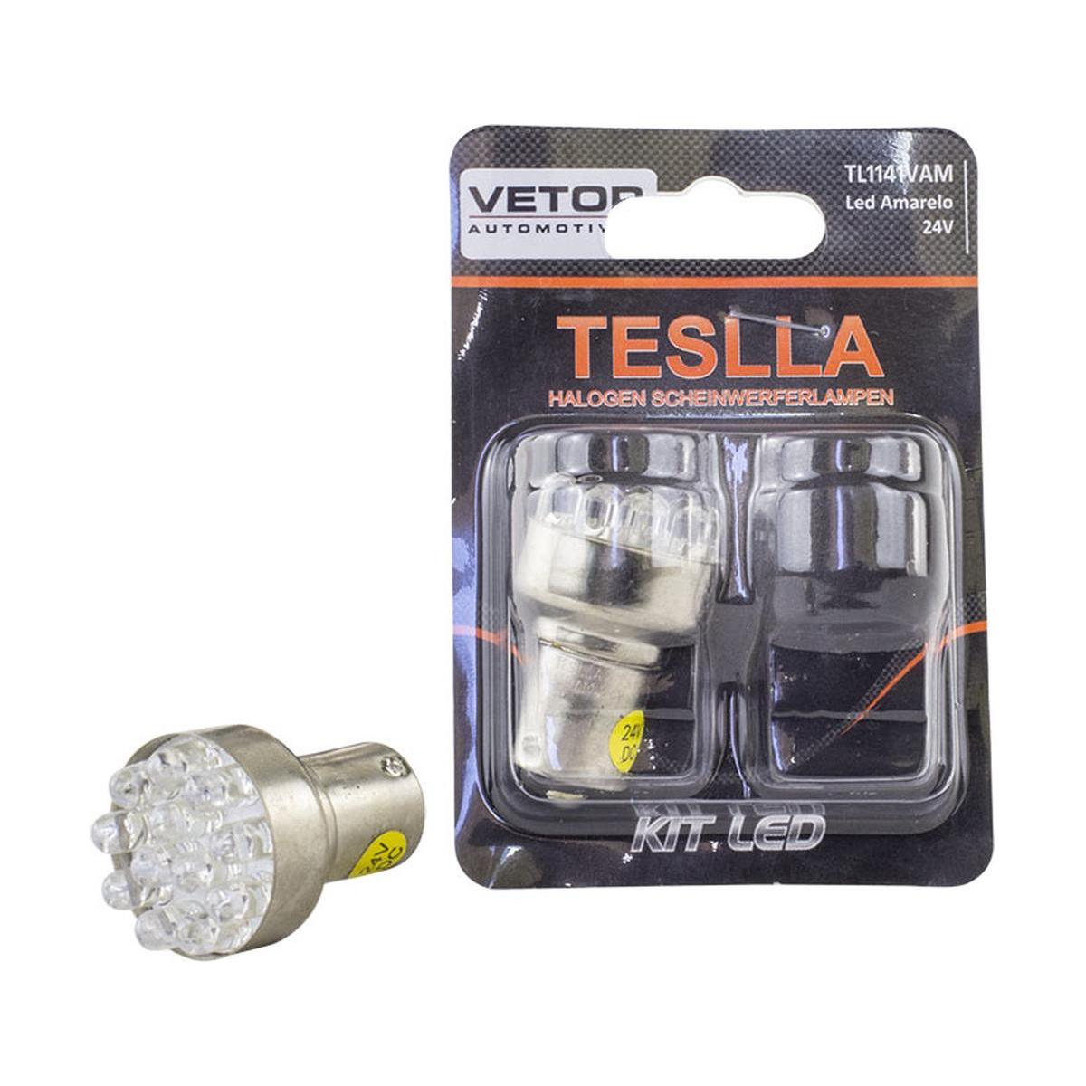Par Lâmpada LED Amarela Ba15S - Teslla - Tl1141Vam - (1)