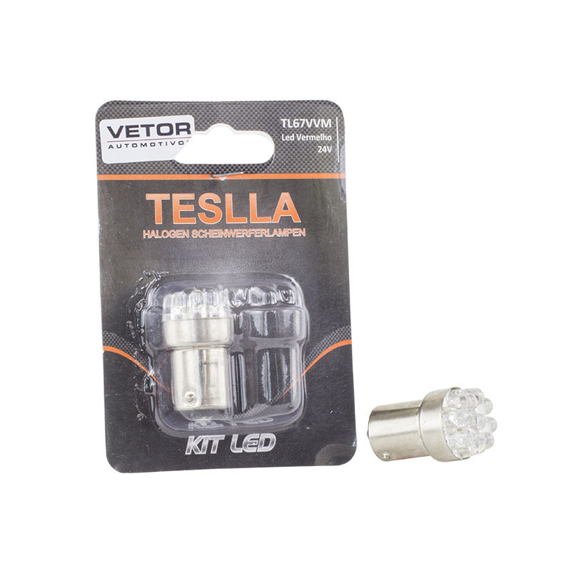 Par Lâmpada LED Vermelha Ba15S - Teslla - Tl67Vvm - (1)