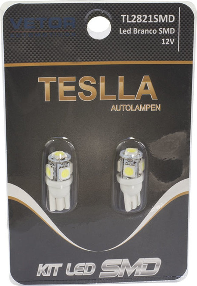 Par Lâmpada Super LED Ultra Branca 12V - Teslla - Tl2821Smd - (1)