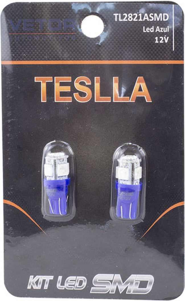 Par Lâmpada Super LED Ultra Azul 12V - Teslla - Tl2821Asmd - (1)