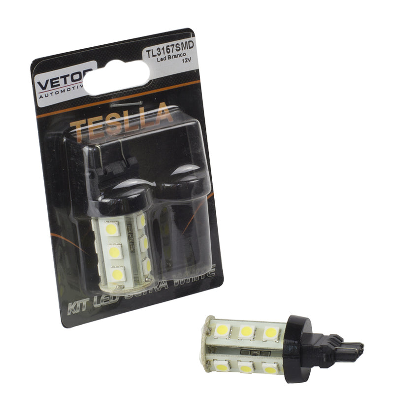 Par Lâmpada Super LED Ultra Branca 12V - Teslla - Tl3157Smd - (1)