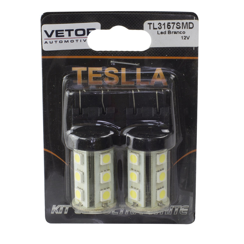 Par Lâmpada Super LED Ultra Branca 12V - Teslla - Tl3157Smd - (2)