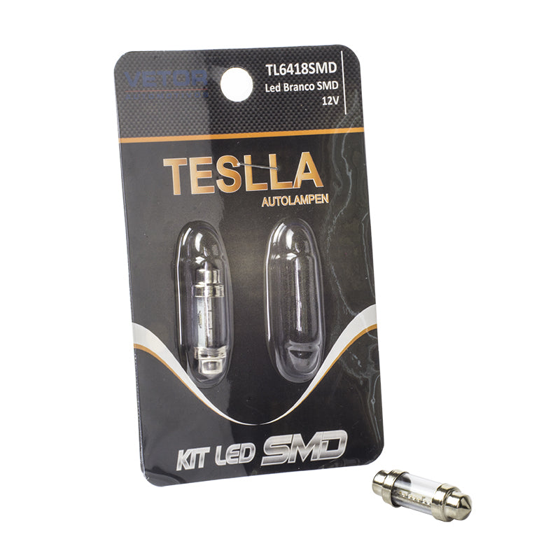 Par Lâmpada Super LED Ultra Branca 12V - Teslla - Tl6418Smd - (1)