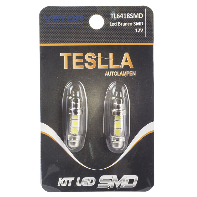 Par Lâmpada Super LED Ultra Branca 12V - Teslla - Tl6418Smd - (2)