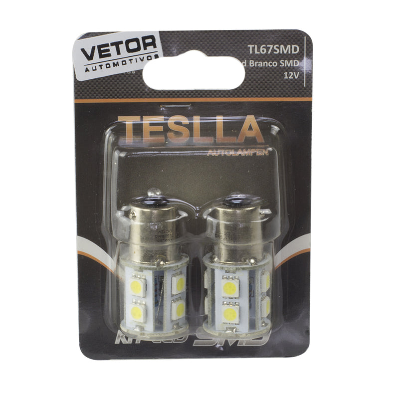 Par Lâmpada Super LED Ultra Branca 12V - Teslla - Tl67Smd - (1)