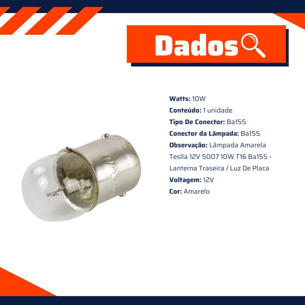 10 Lâmpadas Amarela 12V 10W - Teslla - T6710 - (11)
