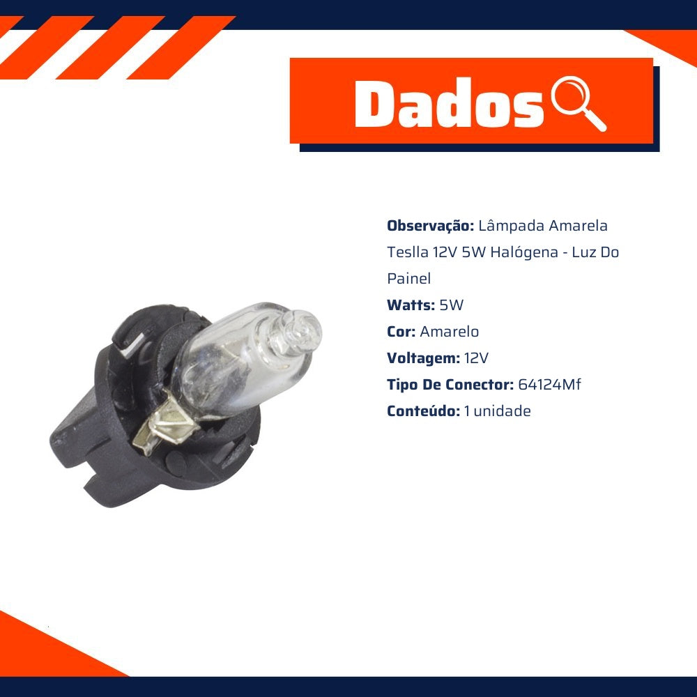10 Lâmpadas Amarela 12V 5W - Teslla - T64124Mf - (5)