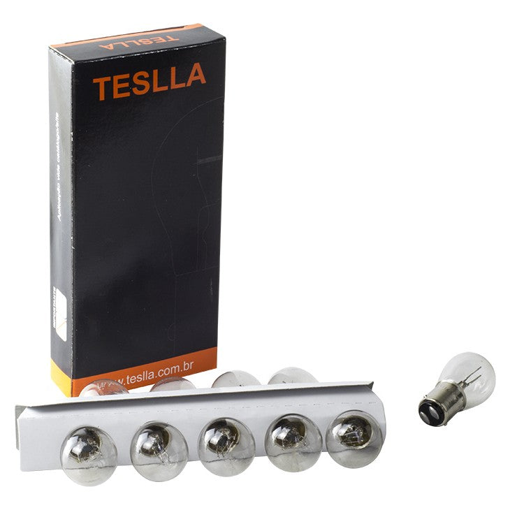 10 Lâmpadas Amarela 12V 21/5W - Teslla - T1176 - (1)