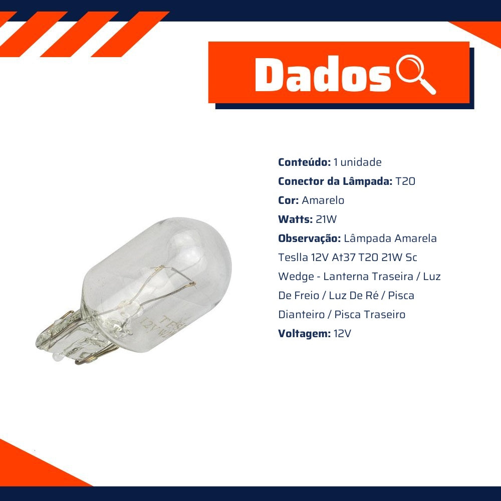 10 Lâmpadas Amarela 12V 21W - Teslla - T6941 - (5)