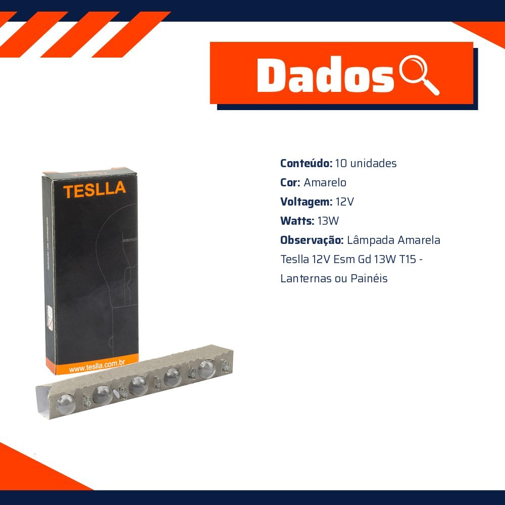 10 Lâmpadas Amarela 12V 13W - Teslla - T922 - (11)