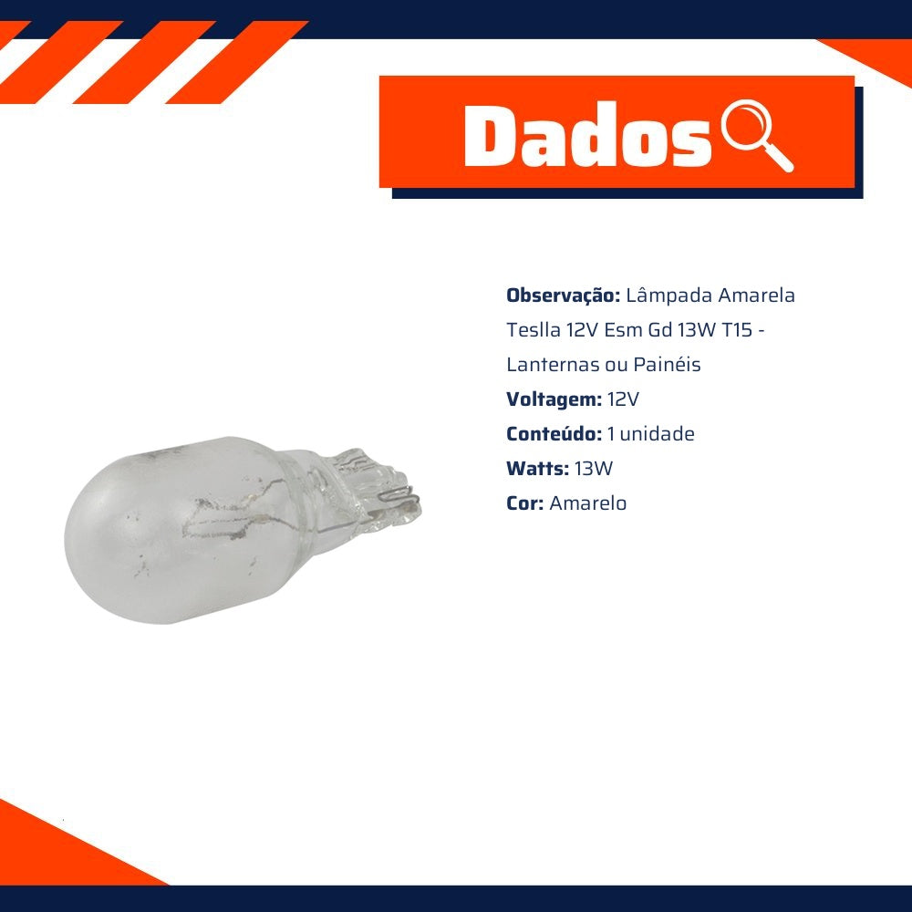 10 Lâmpadas Amarela 12V 13W - Teslla - T922 - (10)